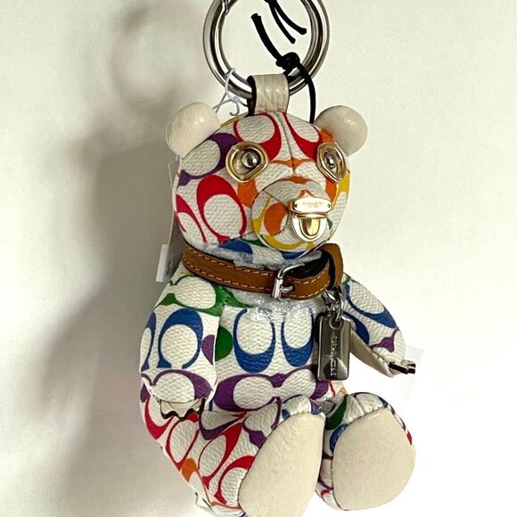 Coach Bear Rainbow Bag Charm Keychain Pride CJ953 White Signature LGBTQIA+ - Picture 3 of 8
